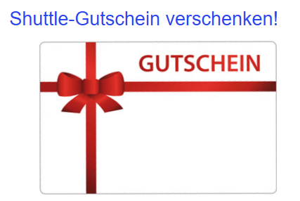 Shuttle-Gutschein mit roter Schleife